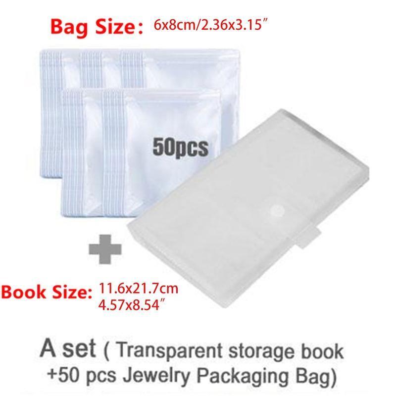 PVC Ziplock Bags Thickened Clear Jewelry Earrings Storage Bags with Storage Book