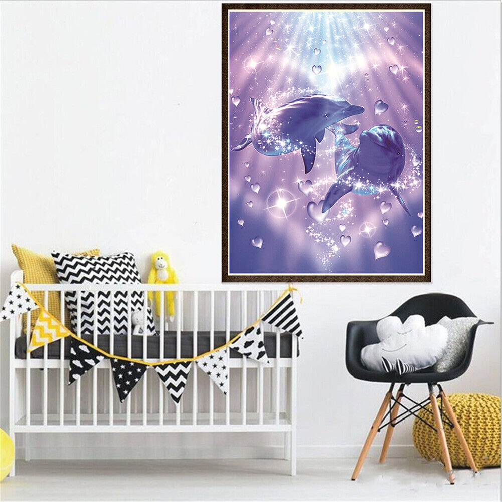 5D Dolphin Lovers Diamond Painting Embroidery DIY Full Drill Cross Stitch