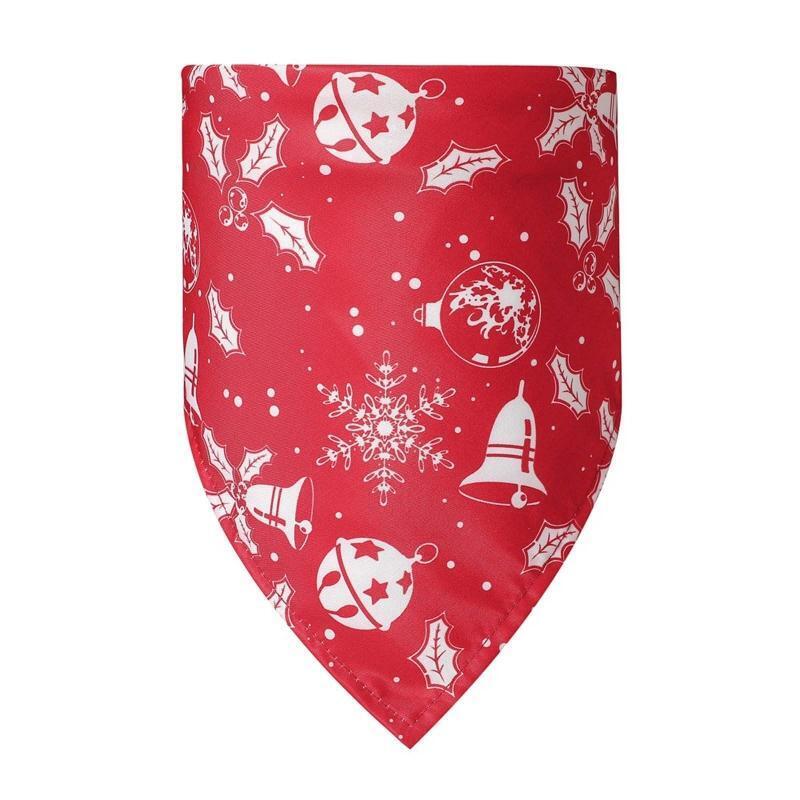 6 Pcs Christmas Element Print Washable Dog Triangle Bibs Pet Kerchief Scarf