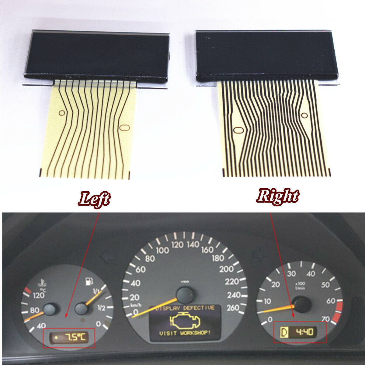 2 Pcs Dash Instrument LCD Screen For Mercedes C-Class E-Class W208 CLK W210 SLK