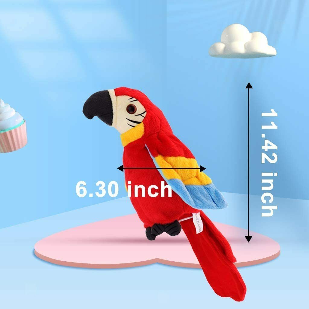 Plush Talking Repeating Parrot Electronic Animal Pet children   Red