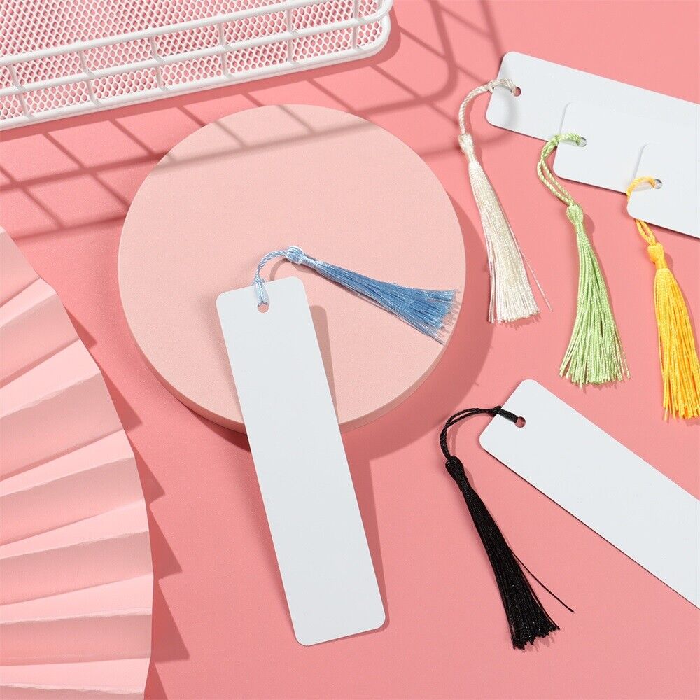 Aluminum Crafts DIY White Blank Bookmarks with Tassels Sublimation Bookmark