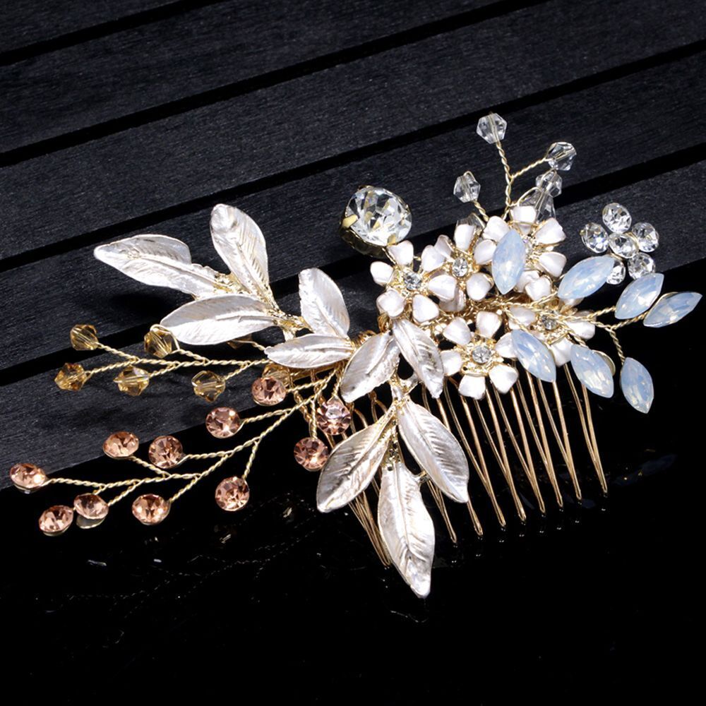 Party Handmade Hairwear Crystal Hair Comb Bridal Headpiece Flower Head Clip