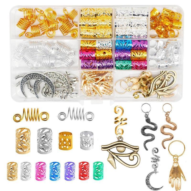 Dreadlocks Beads Cuffs Metal Hair Coil Braiding Clips Twisted Braid Hair Rings