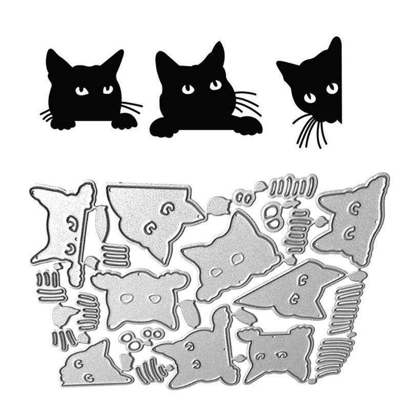 Craft Card Making Embossing Stencil DIY Printing  Carbon Steel Mould Cute Cat