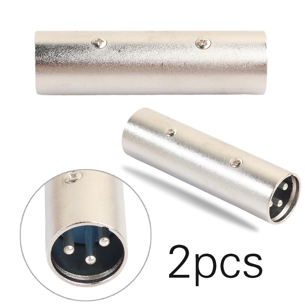 2pcs 3Pin XLR Male to XLR Male Microphone Power For Adapter Plug Connector
