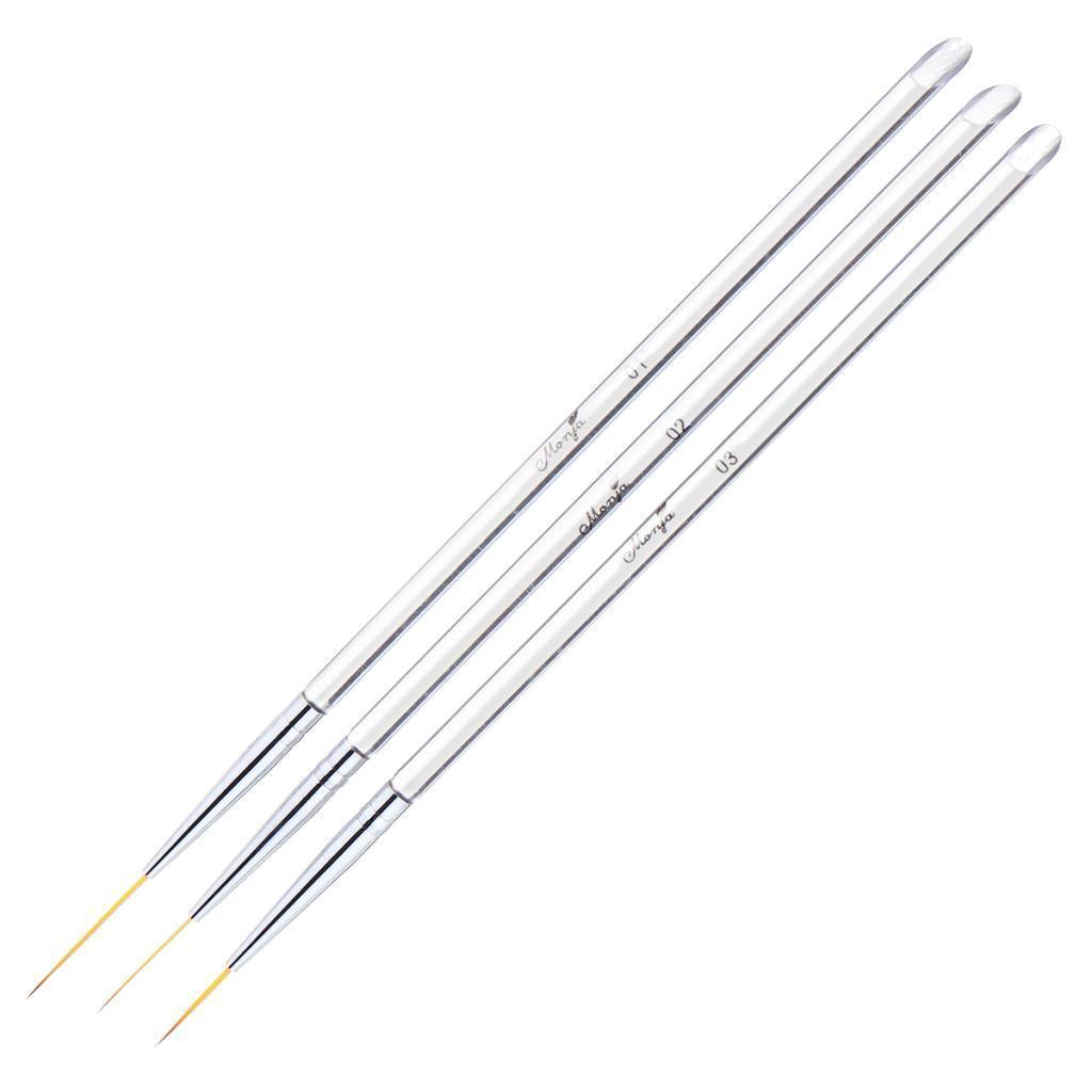 3x 15/18/20mm Pro UV Gel Polish Nail Art Paint Drawing Detailing Brushes Set