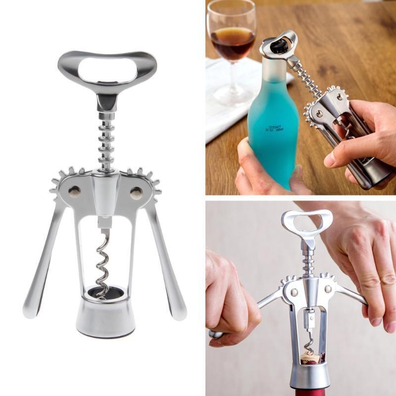 Stainless Steel Wine Bottle Opener Handle Pressure Corkscrew Red Wine