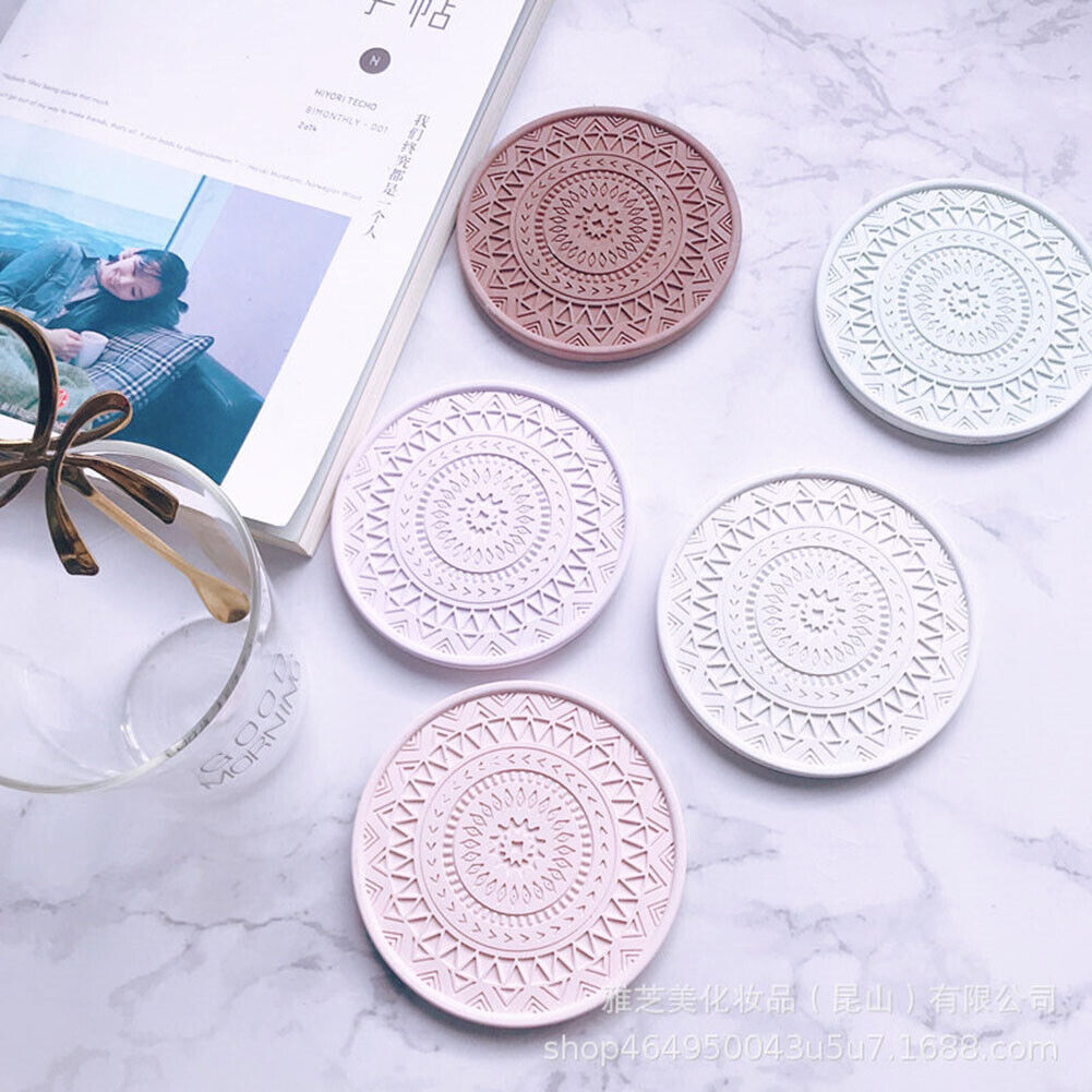 4pcs Drink Coaster Table Placemats Silicone Heat-resistant Coffee Cup Mats