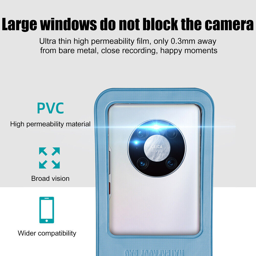 Waterproof Case Swimming Underwater Mobile Phone Pouch Bag (Grey Blue)