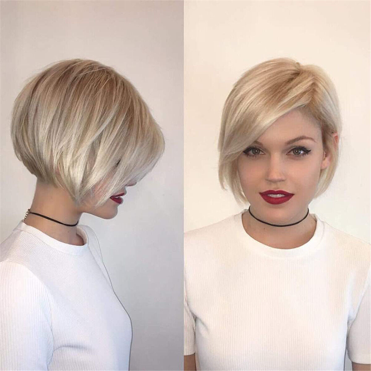 Fashion Women Short Blonde Straight Bob Wigs Synthetic Full Hair Party Costume