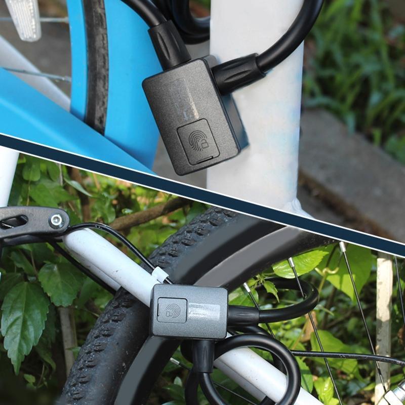 Anti-theft Fingerprint Bike Lock 1M Steel Cable Cut-proof for Motorcycle Scooter