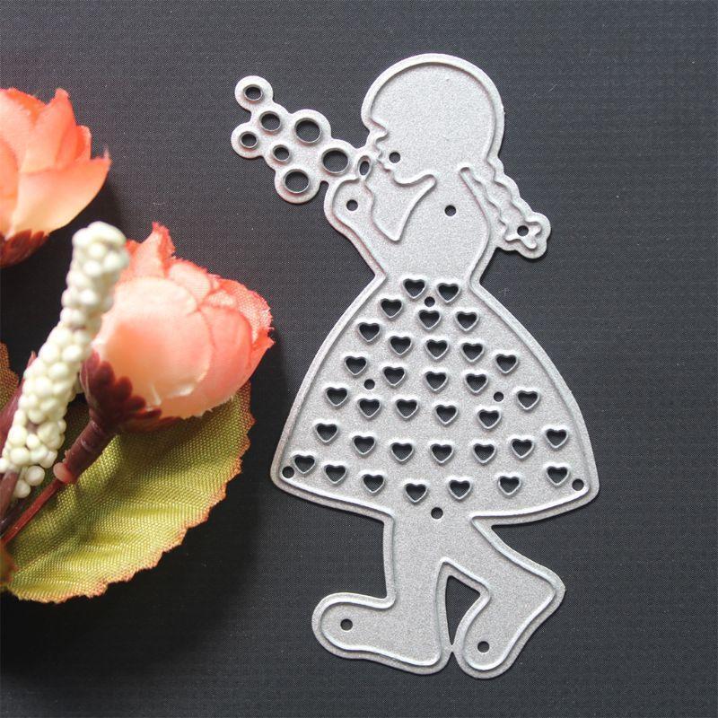 Little Girl Blowing Bubbles DIY Handicrafts Cutting Dies Metal Cutting Stencils