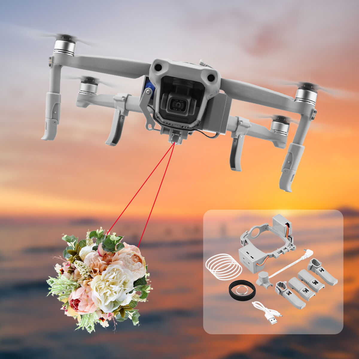 Quick Release Air Thrower Dispenser Gift Dropping Part for DJI Mavic Air 2 Drone