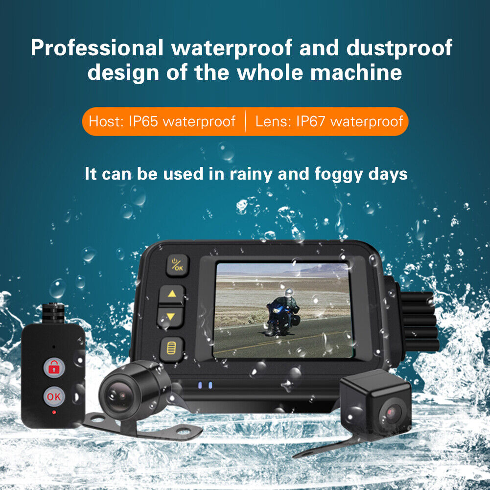 MT30A Waterproof 720P HD Motorcycle Motorbike Dash Cam + Rear View Camera