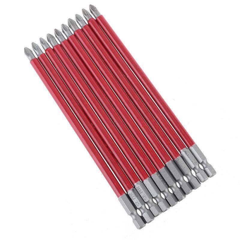 10pcs PH2 150mm Power Drill Bit Set Long Reach Non Slip 1/4'' Hex Screwdriver