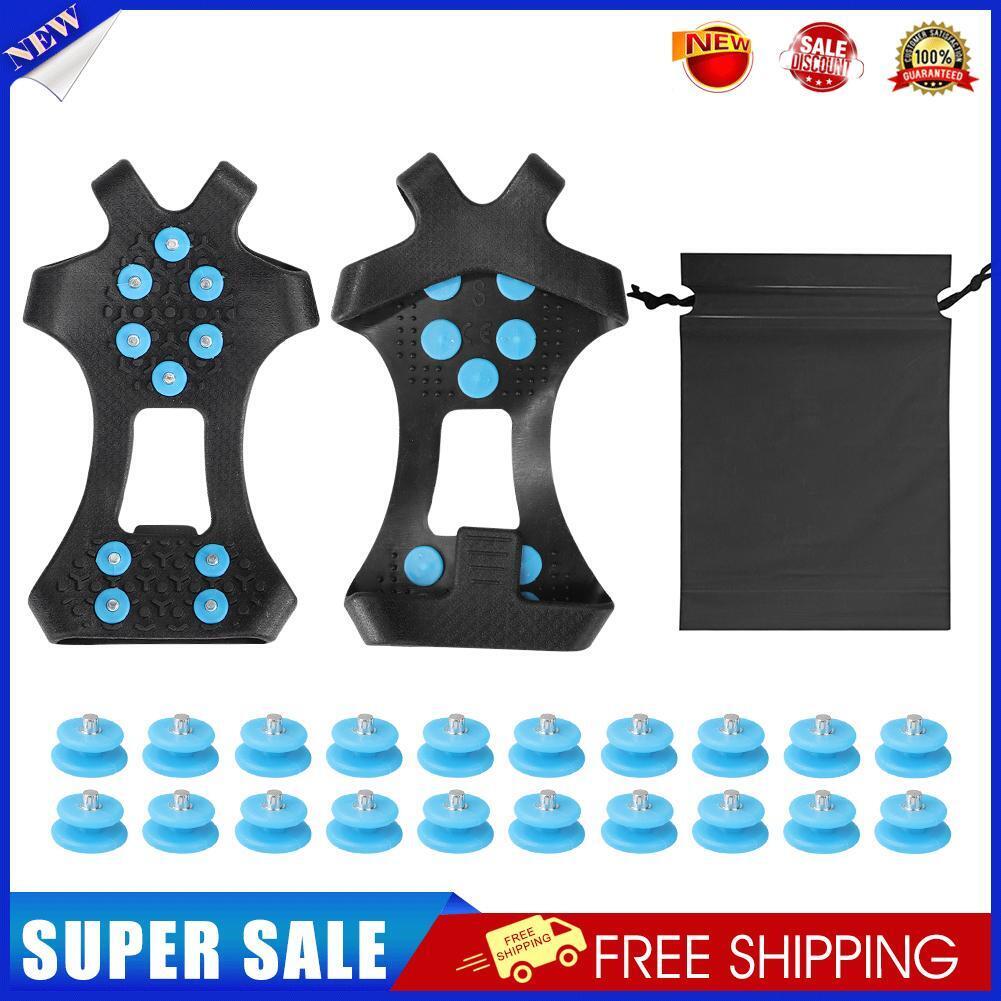 1 Pair 10 Teeth Snow Ice Claws w/ Nails Non-Slip Crampons Ice Gripper (XL)