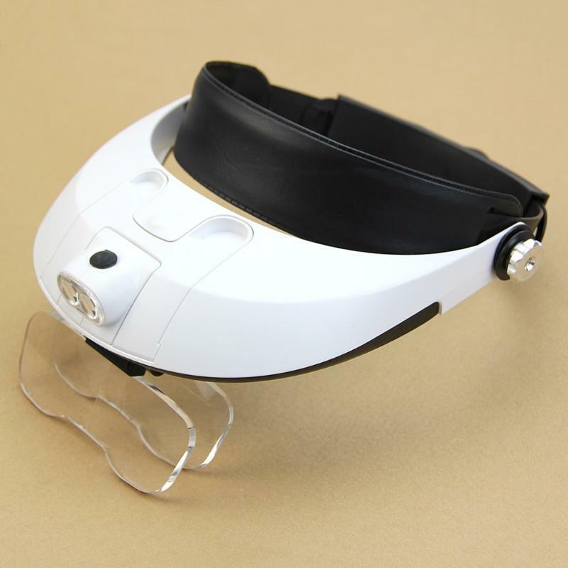 LED Lamp Light Headband Headset Head Jeweler Magnifier Magnifying Glass Loupe