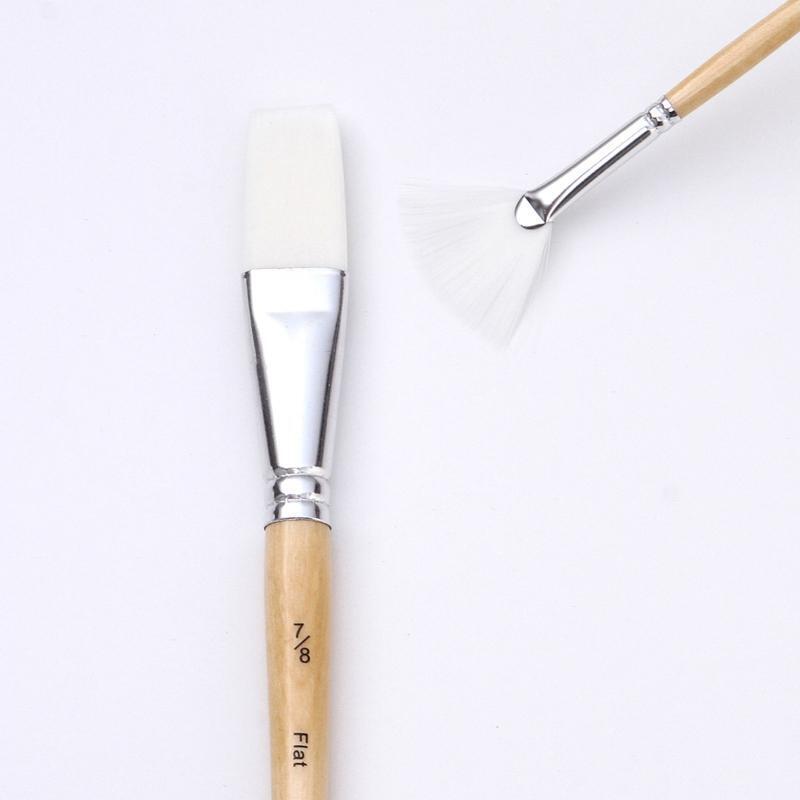 Professional Paintbrush Flat Edge Nylon Paint Brush Portable Artist Painting Kit