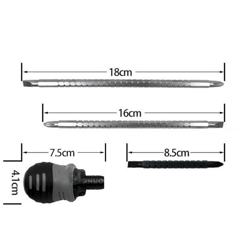 2-Way Screwdriver CR-V Steel Ratchet Screwdriver Strong Magnetic Screwdriver