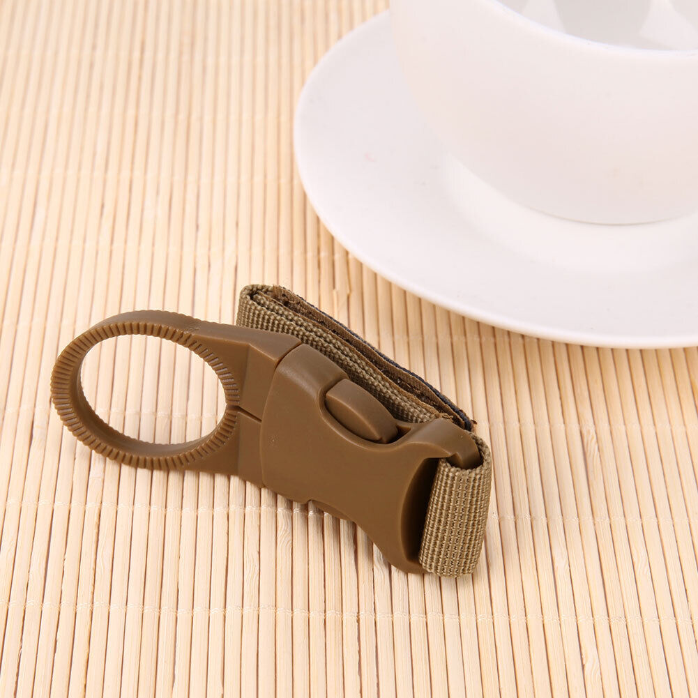 Portable Outdoor Hiking Nylon Webbing Bottle Holder Buckle Clip(Khaki)