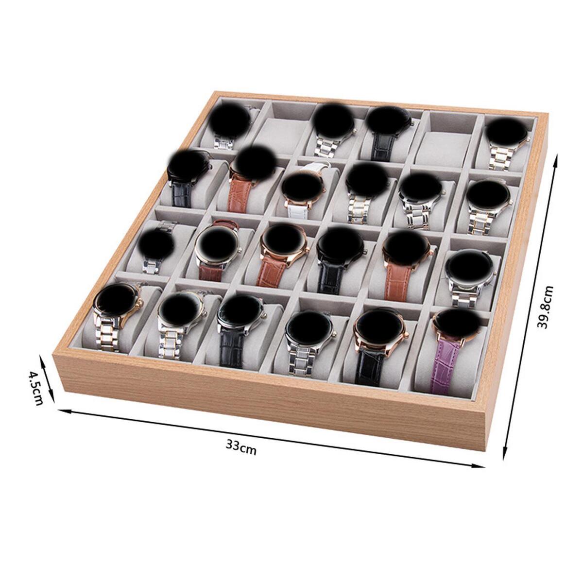 Watch Tray Jewelry Bracelet Display Collection 24 Grid for Countertop Man