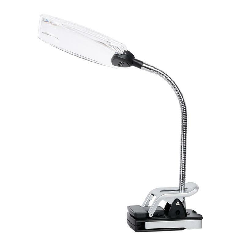 Lluminated Optical Glass Magnifier with Bright LED Light Base Stand Desk Lamp
