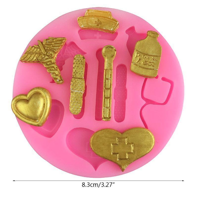 Nurse Themed Medical Hat Bottle Heart Tool Medicine Silicone Mold Decorating