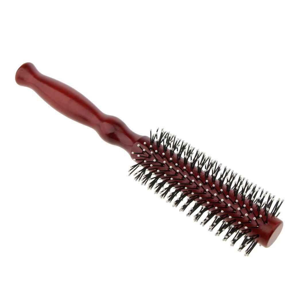 Wooden Handle Hairdressing Hair Comb Curling Rolled Brush Styling Hairbrush L