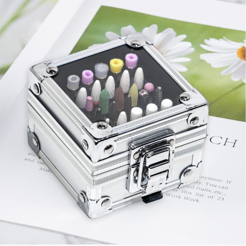 Nail Drill Bit Holder Stand Display Organizer Dust Proof Storage Container Box