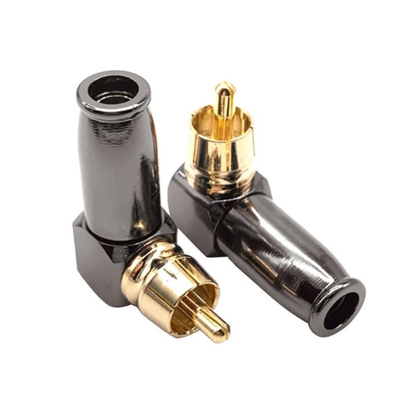 L-shaped RCA Male Plug Connector for Audio Video Right Angle RCA Adapter Plug