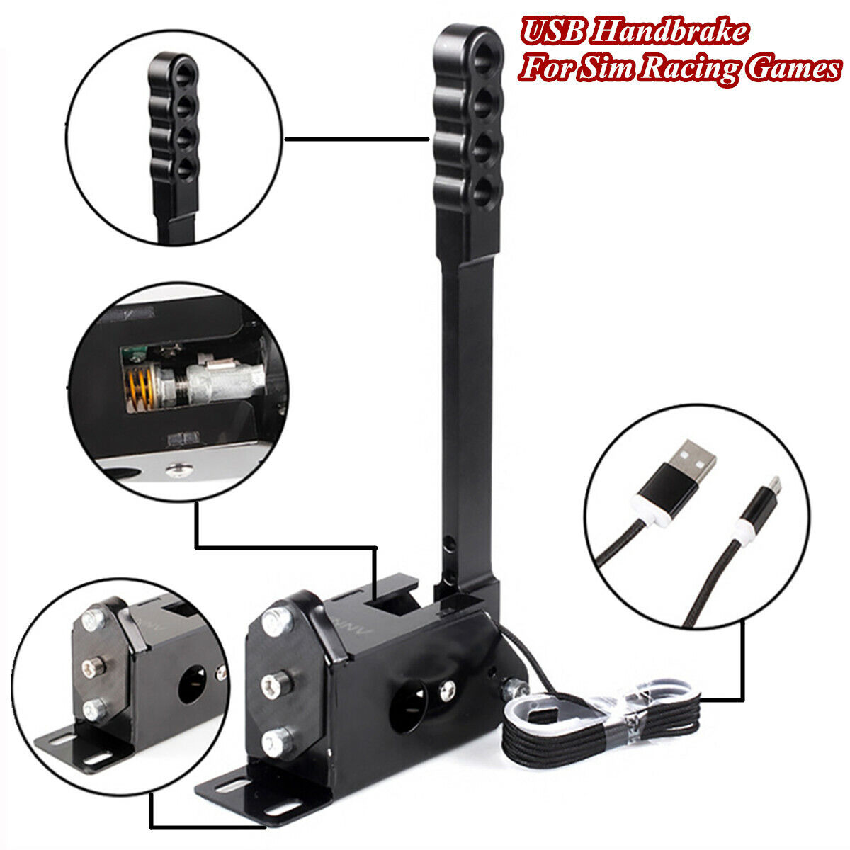 For 14Bit PC Windows For Sim Racing Games USB Handbrake Steel+Aluminum Structure