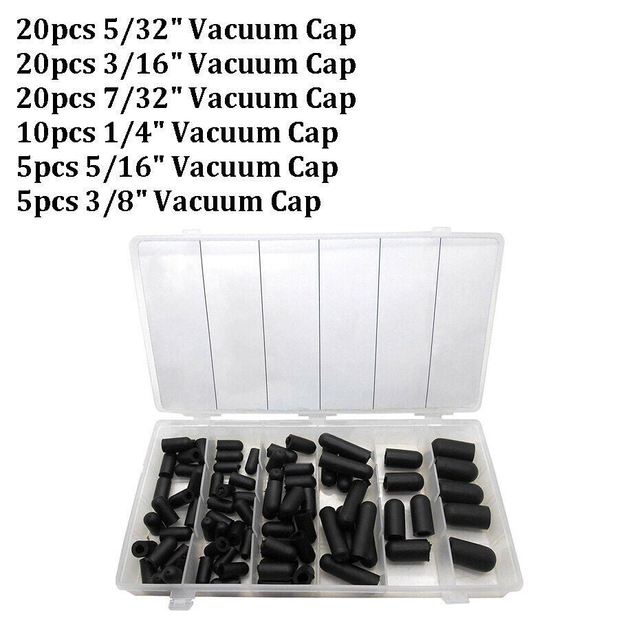 3/16"- 3/8" Rubber Vacuum Cap Assortment Kit For Carburetor Vacuum Hose Manifold