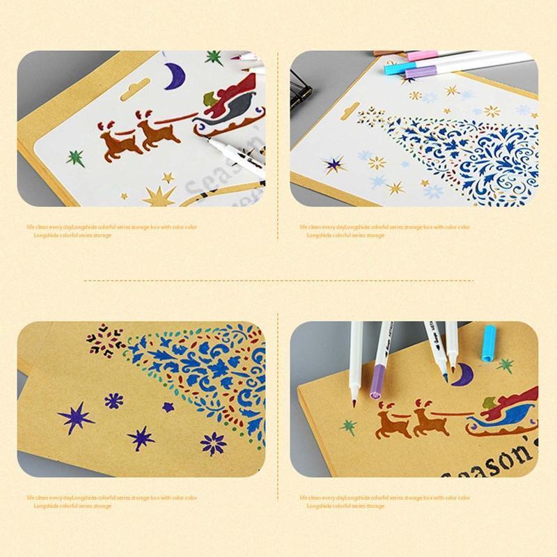 12 Pieces Christmas Painting Templates Drawing Stencil for Classroom DIY Decors