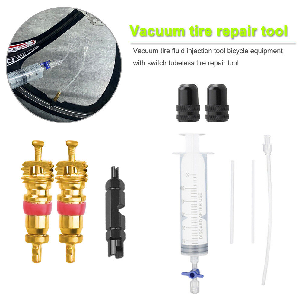 60ml Bike Tubeless Tyre Sealant Injector Kit MTB Road Bicycle Tool (Black)
