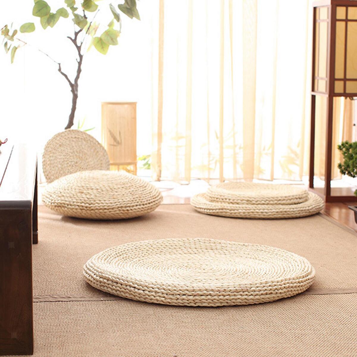 Handmade Straw Seat Cushion Floor Pillow  Decor Yoga Meditation