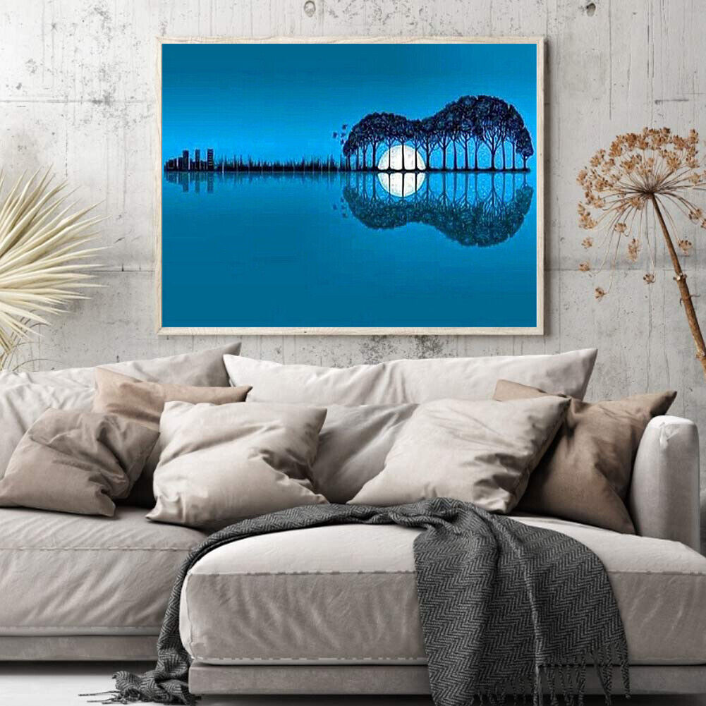 Guitar Scenery 50X40cm Oil Paint By Numbers Picture DIY Painting Craft Kit