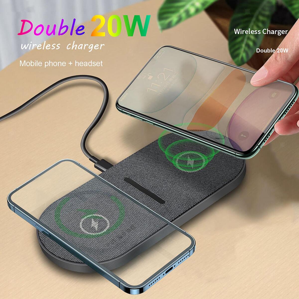 Dual 20W Qi Wireless Charger for Watch Two Phone Wireless Charger Charger