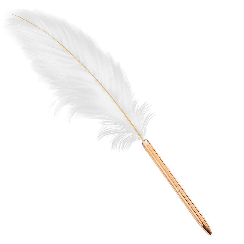 White Feather Ballpoint Pen Bullet Point Quick-drying for Writing DIY Graffiti