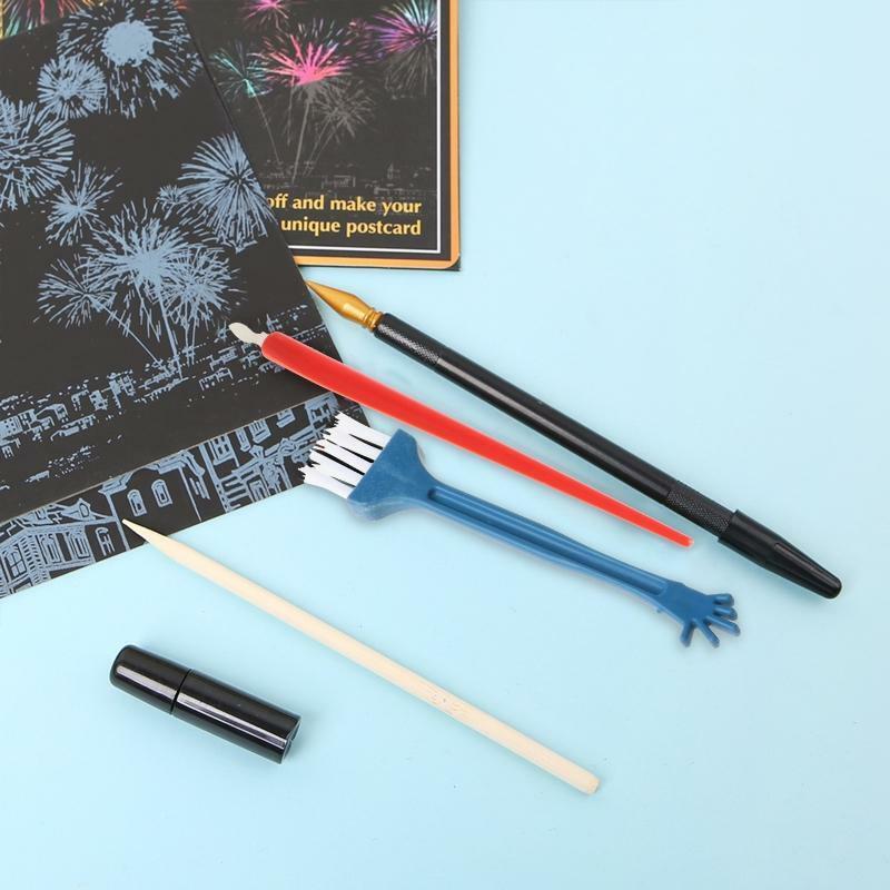 5Pcs Painting Drawing Scratch Arts Set Stick Scraper Pen Tools Creative DIY New