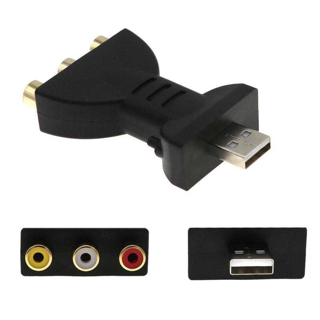 USB Male 3 RCA Female Audio Video Adapter AV Converter