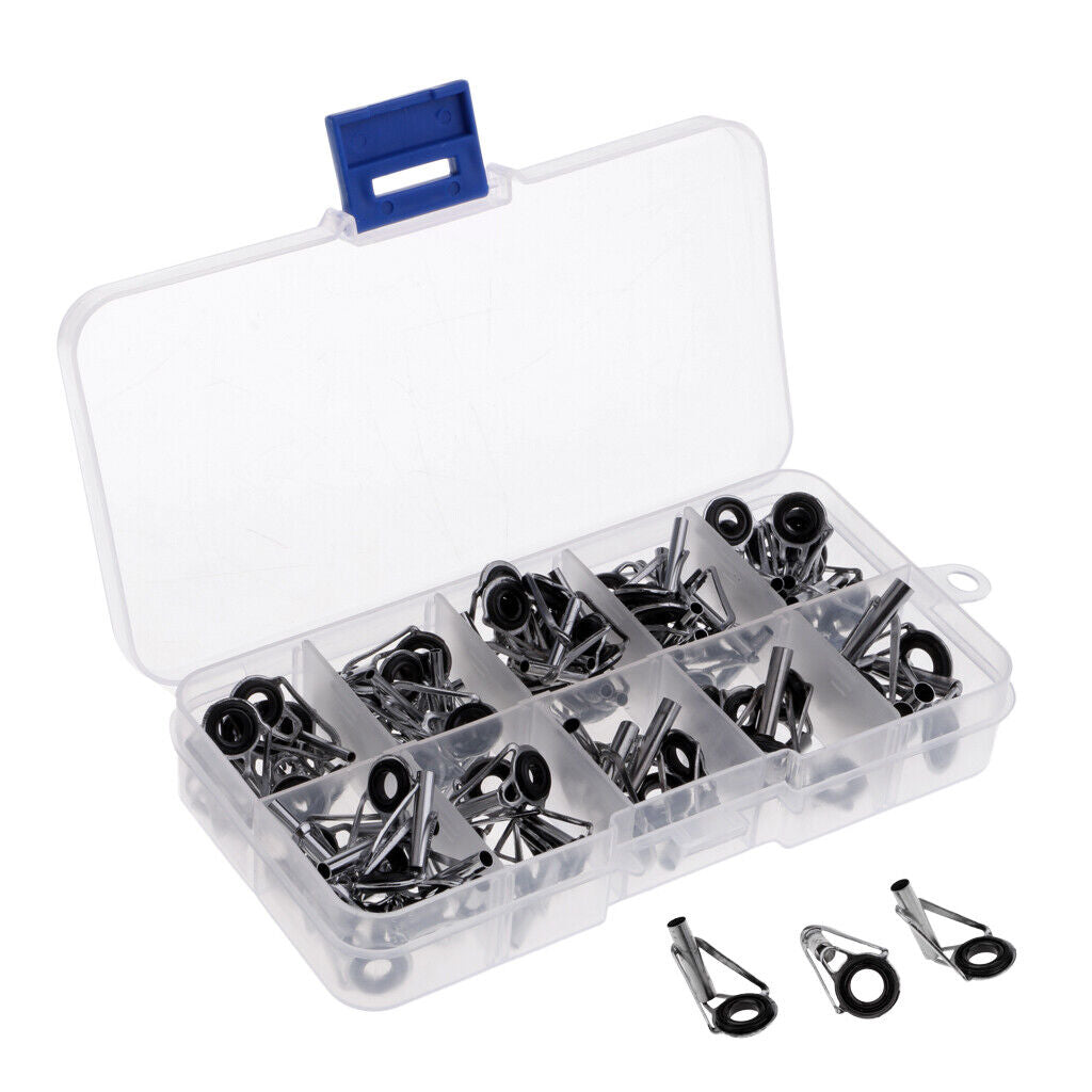 80Pcs Fishing Rod Guides Eye Ring DIY Parts Rod Building Repair Kits 1#-10#