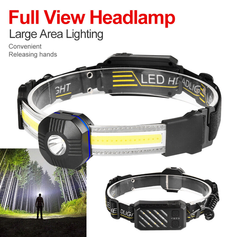 LED Headlamp XPG+COB Sensor Waterproof USB Rechargeable Camping Headlights