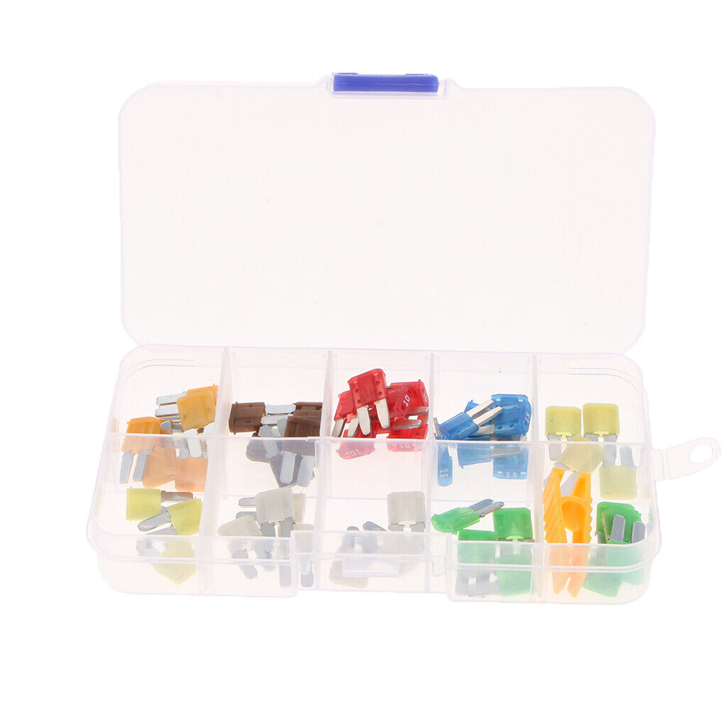 50pcs Assorted Auto Car Truck Mini Size  Fuse Assortment Kit 5A-30A