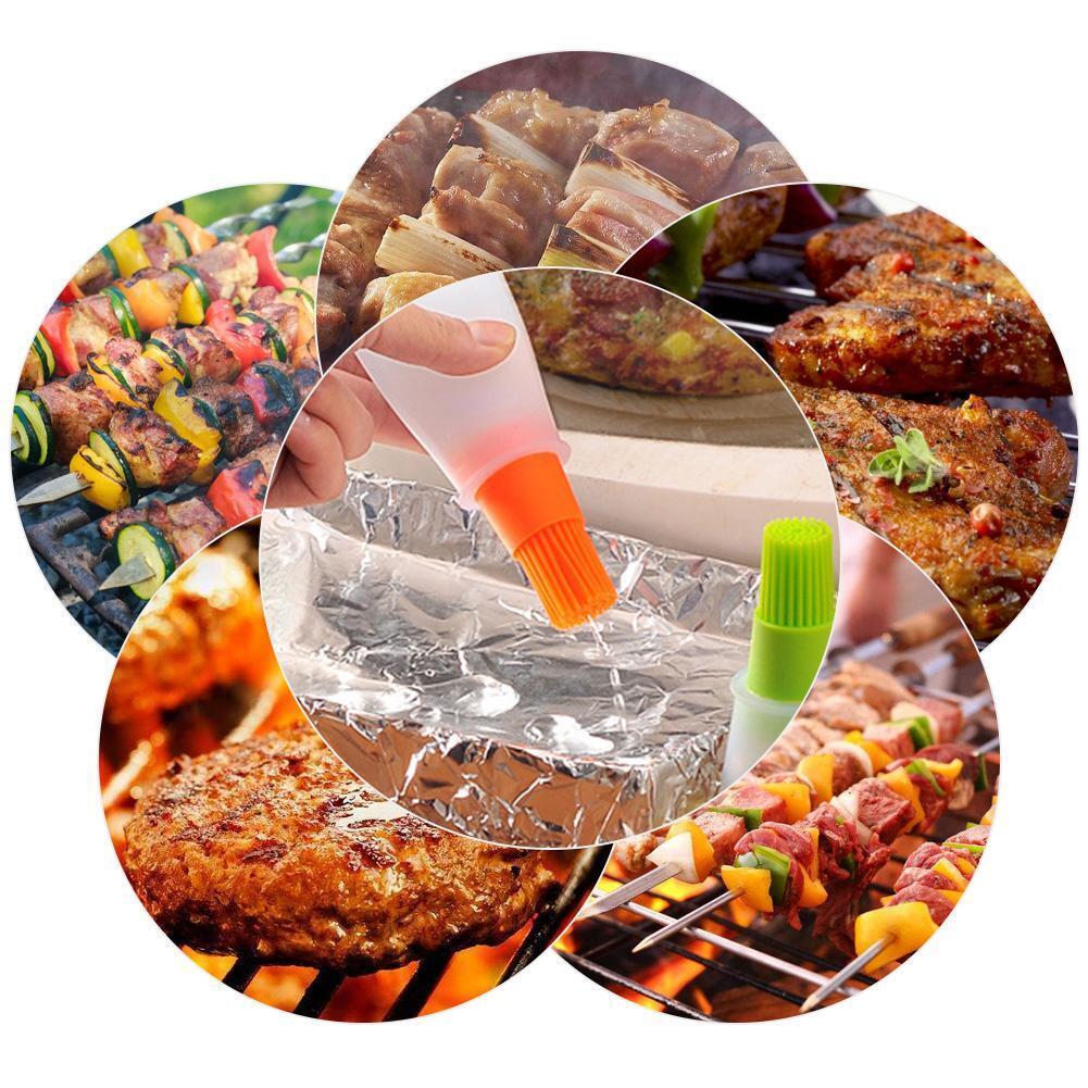 1pc Heat Resisting Silicone Grill Oil Bottle BBQ Basting Brush Tool(Orange)