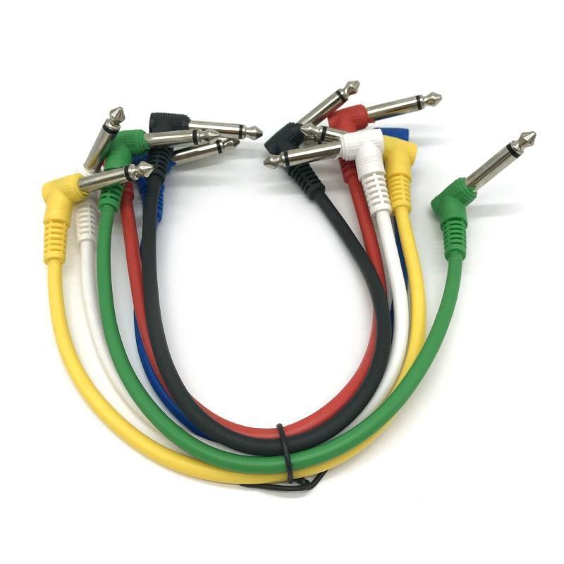 PVC and Metal Guitar Audio Cables, 6-lamp Cables 30cm, 6.35mm Right Angle