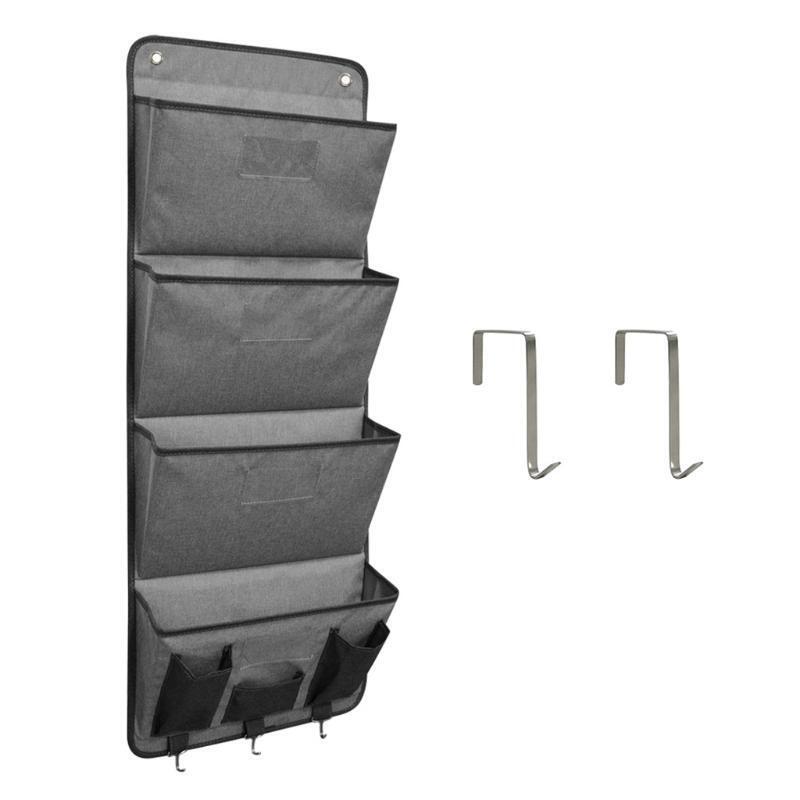 Punch-free Door Wall Hanging File Mail Organizer Bag with 2 Metal Hanging Hooks