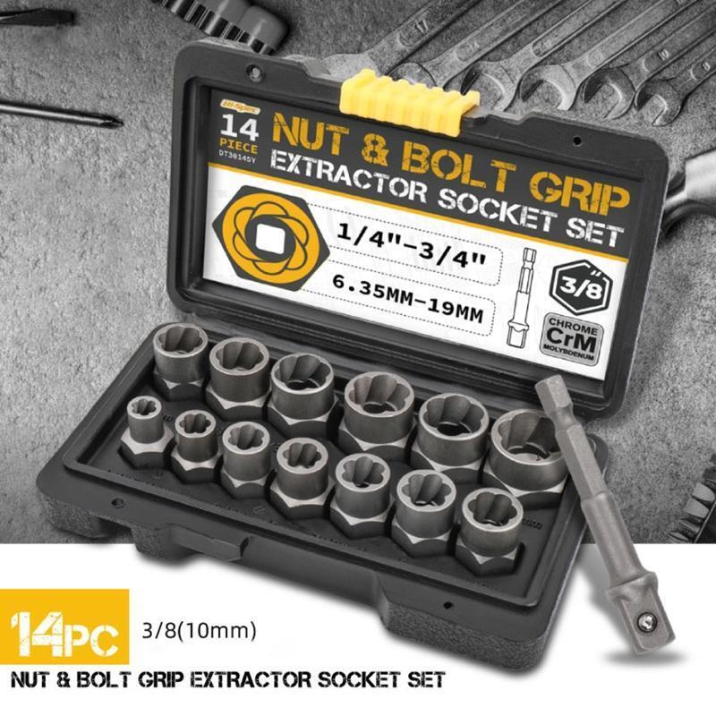 14 Pieces Bolt Extractor Set Impact Bolt & Nut Remover Set with Stogae Box