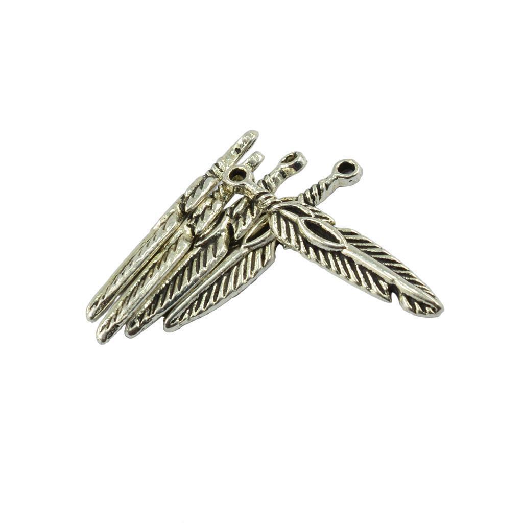 10pcs   Charms Feather Pendant Beads Jewelry Crafts Accessories