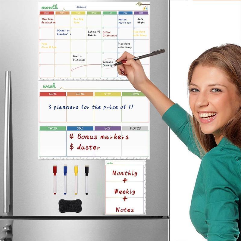 Magnetic Whiteboard Kit Daily Weekly Monthly Planner Notes Fridge Magnet Drawing